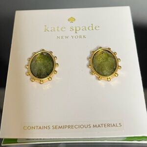 NWT- Kate Spade Perfectly Imperfect Gold-Tone Post/ Stud Earrings in Green.